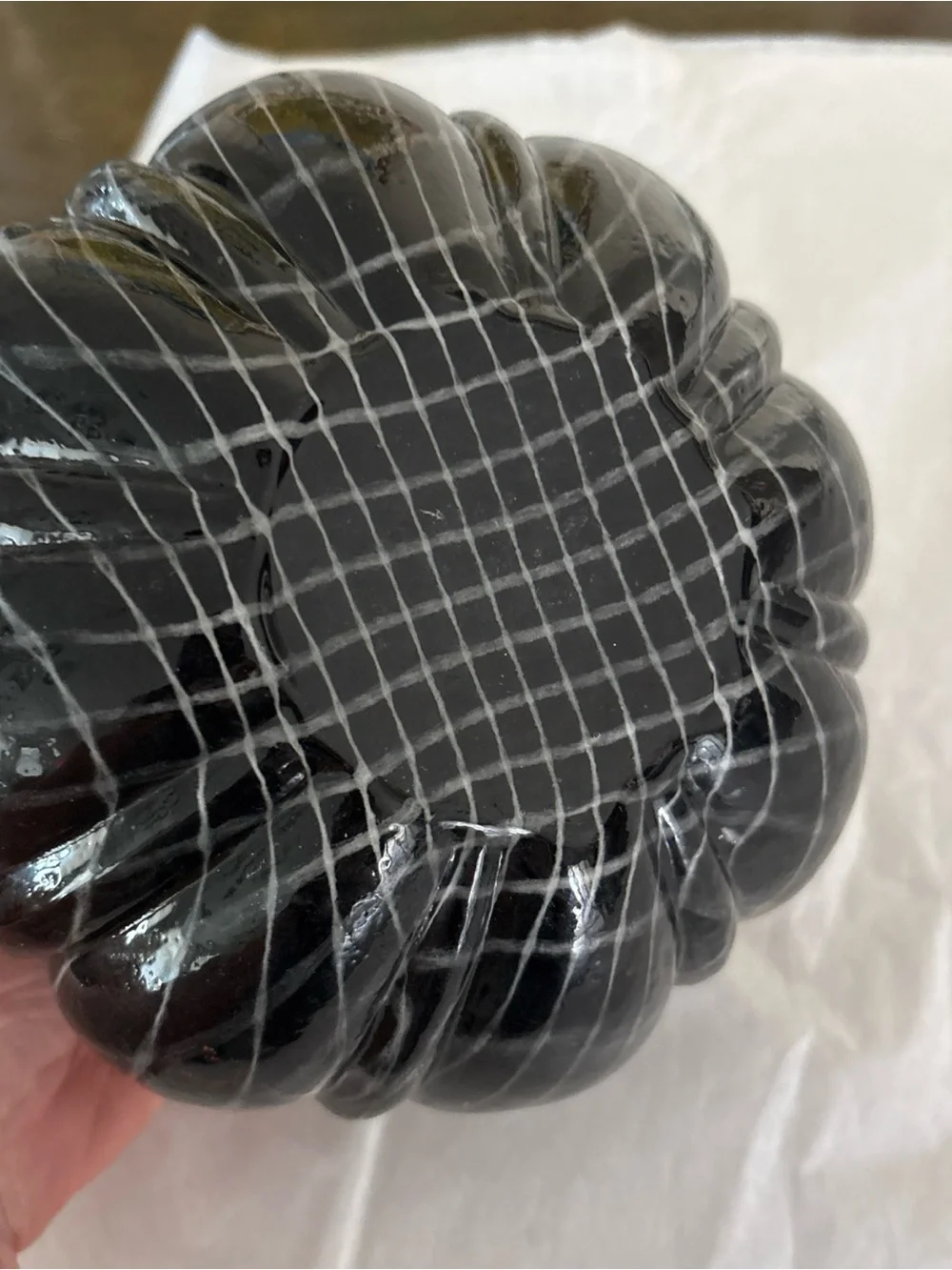 Martha Stewart Handblown Glass Black White Brown Pumpkin